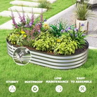 Outsunny 5' x 3' x 1' Large Outdoor Planter Box, Galvanized Raised Garden Bed with Metal Plant Stake, Silver(m-7)