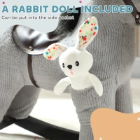 Qaba Kids Rocking Horse, Plush Toddler Ride on Toy with Realistic Neigh and Toy for 2–5 Years Old, Gray(m-7)