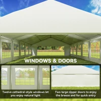 Outsunny 23' x 39' Large Outdoor Carport Canopy Party Tent with Removable Protective Sidewalls & Windows, White(m-5)