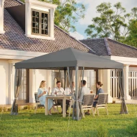 Outsunny 10' x 10' Pop Up Canopy Tent Gazebo with Removable Mesh Sidewall Netting, Carry Bag for Backyard Patio Outdoor, Light Grey(m-1)
