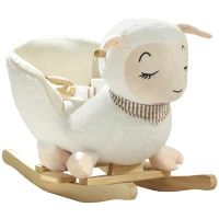 Qaba Baby Rocking Horse, Sheep Rocking Horse with Lullaby Song for Toddlers 18–36 Months, White(m-11)