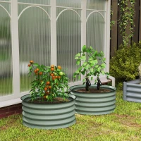 Outsunny Set of 2 Raised Garden Bed, Metal Planter Box with Safety Edging, Easy-to-assemble Stock Tank, Green(m-10)