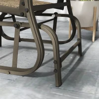 Outsunny 3PCs Gliding Rocking Chair & Bistro Tea Table Set, Brown(m-10)