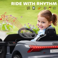 Aosom Ride-On Toy On Car with Remote Control, 12V 3.1 MPH Electric Ride for Kids w/ Suspension System, Horn Honking, Grey(m-10)