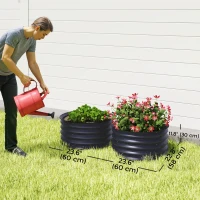 Outsunny Set of 2 Raised Garden Bed, Metal Planter Box with Safety Edging, Easy-to-assemble Stock Tank, Dark Grey(m-3)