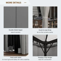 Outsunny 10' x 10' Outdoor Patio Gazebo Double Soft-top Garden Shelter Tent with Curtains, & Mesh Screen Drapes, Light Grey(m-5)