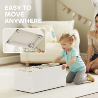 Qaba Kids Bookshelf and Toy Storage, 3-Tier Bookcase with 6 Removable Bins and Box for Toddler Nursery Playroom, White(m-5)