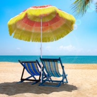 Outsunny 6FT Beach Umbrella Tilt Sunshade Height Adjustable Outdoor Market Patio Yard Crank Deck Sun Shade, Multi-color