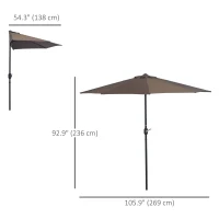 Outsunny 9ft Half Round Umbrella Outdoor Patio Garden Balcony Parasol Window Sun Shade w/ 5 Ribs Coffee(m-3)