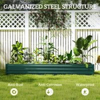 Outsunny 8'x2'x1' Galvanized Raised Bed, Large Elevated Planter Box for Growing Flowers, Herbs and Vegetables, Green(m-5)