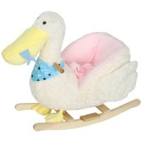 Qaba Baby Rocking Horse, Kids Ride on Pelican Rocking Horse for Toddlers 18–36 Months with Realistic Duck Sound, White(m-1)