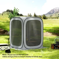 Outsunny 6 x 6ft Pop Up Screen Tent, UPF50+ Portable Camping Gazebo Screen House with Carry Bag, Light Grey(m-8)
