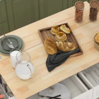 HOMCOM Rolling Kitchen Island Cart with Drop Leaf, Kitchen Cart on Wheels with Wood Top, 2 Drawers and 2 Storage Cabinets, Island Table for Kitchen, Dining Room, Cream White(m-9)