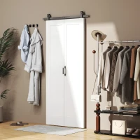 HOMCOM 35" x 83" Sliding Door with 3.6FT Bi-Folding Door, Hardware Kit Included & Handle, DIY Paintable MDF Surface(m-10)