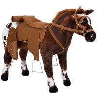 Qaba Sound-Making Ride On Horse for Toddlers 3-5, with Neighing and Galloping Sound, Stuffed Animal Horse Toy for Kids with Padding, Soft Feel, Brown