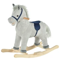 Qaba Kids Rocking Horse Plush Ride on Horse Toddle Rocker for 36-72 Months(m-1)