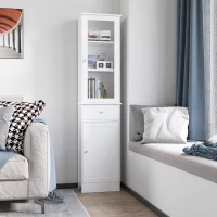 kleankin Tall Bathroom Cabinet, Bathroom Storage Cabinet with Drawers, 2 Doors and Adjustable Shelves, White(m-10)