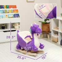 Qaba Baby Rocking Horse, Kids Ride On Toy with Realistic Dragon Roar and Safety Belt for Kids 18–36 Months, Purple(m-3)