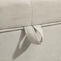 HOMCOM Storage Ottoman Bench, Foot Rest with Lift-Up Lid and Wood Legs, Linen Storage Chest for Living Room, Cream White(m-10)