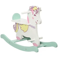 Qaba Wooden Rocking Horse Toddler Rocker Ride On Unicorn for 1-3 Years Old Baby Toy Girl and Boy Gift(m-1)
