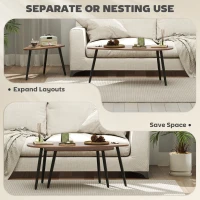 HOMCOM 2 Pieces Coffee Table Set for Living Room, Industrial Nest of Tables with Steel Legs, Brown(m-4)