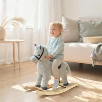 Qaba Kids Rocking Horse Plush Ride on Horse Toddle Rocker for 36-72 Months(m-2)