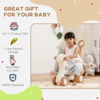 Qaba Rocking Horse for Toddlers 1-3 Years, 4-in-1 Baby Rocking Horse with Detachable Balance Board and Push Handle, Brown(m-8)