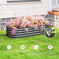 Outsunny 4.9 x 2 x 1ft Galvanized Raised Garden Bed Kit, Metal Planter Box with Safety Edging, Dark Grey(m-7)