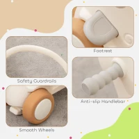 Qaba Rocking Horse for Toddlers 1-3 Years, 4-in-1 Baby Rocking Horse with Detachable Balance Board and Push Handle, Brown(m-7)