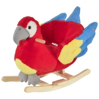 Qaba Kids Ride-On Rocking Horse Toy Parrot Style Rocker with Fun Music & Soft Plush Fabric for Children 18-36 Months(m-1)