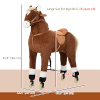 Qaba Kids Rocking Horse Walking Horse with Wheels, Large Size Moving Hobby Horse Ride on Toy Gift for Children 5-16 Years(m-3)
