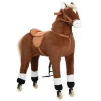 Qaba Kids Ride-on Walking Horse with Easy Rolling Wheels, Soft Huggable Body, & a Large Size for Kids 5-16 Years(m-1)