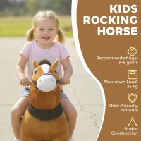 Qaba Ride on Horse, Plush Riding Pony for Ages 3-5, Walking Horse Animal with Wheels for Active Play, Dark Brown(m-4)