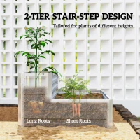 Outsunny 2 Tier Galvanized Raised Garden Bed, Steel Planter Box for Vegetables, Flowers, Herbs, 47" x 40" x 23", Silver(m-4)