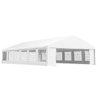 Outsunny 23' x 39' Large Outdoor Carport Canopy Party Tent with Removable Protective Sidewalls & Windows, White(m-1)