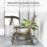 Outsunny 3PCs Gliding Rocking Chair & Bistro Tea Table Set, Brown(m-6)