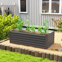 Outsunny 6' x 3' x 2' Raised Garden Bed, Galvanized Planter Box for Growing Flowers, Herbs and Vegetables, Dark Grey(m-1)