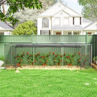 Outsunny Galvanized Steel Crop Cage, Plant Protection Tent with Zippered Door, 12' x 4', Black(m-10)