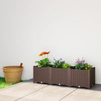 Outsunny Plastic Raised Garden Bed with Legs, Self Watering Elevated Planter Boxes with Drainage Holes and Plugs(m-9)