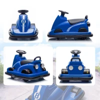 Qaba Bumper Car for Kids, 6V Battery Powered Bumping Car with 360 Degree Spin, Dual Motors, Music, for 3-8 Years, Blue(m-10)
