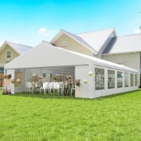 Outsunny 23' x 39' Party Tent, Heavy Duty Outdoor Canopy Tent Shelter with 2 Doors and 12 Windows for Parties, Events, White(m-1)