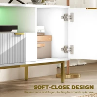 HOMCOM Modern TV Console for TVs up to 40 Inch, Entertainment Center with Smart RGB LED Lights and Soft Close Doors, White(m-6)