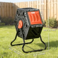 Outsunny Rotating Composter, Compost Bin with 24 Vents and Steel Legs, 17 Gallon, Orange(m-3)