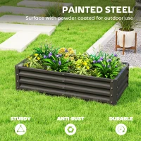 Outsunny Galvanized Raised Garden Bed, Outdoor Planter Box for Vegetables, Flowers, Herbs, 4' x 2' x 1', Black(m-4)