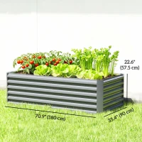 Outsunny 6' x 3' x 2' Raised Garden Bed, Galvanized Planter Box for Growing Flowers, Herbs and Vegetables, Light Grey(m-3)