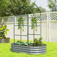 Outsunny Galvanised Raised Garden Bed with Arched Trellis, 5 x 3 x 6ft Metal Outdoor Planter Box with Open Bottom, Silver(m-8)