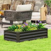 Outsunny Galvanized Raised Garden Bed, Outdoor Planter Box for Vegetables, Flowers, Herbs, 4' x 2' x 1', Black(m-1)