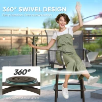 Outsunny Outdoor Bar Stools Set of 2, Swivel Bar Height Chairs with High Back, Curved Armrests and Steel Frame, Light Grey(m-4)