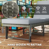 Outsunny Folding Outdoor Lounge Chair, Wicker Chaise Lounge Tanning Chair with Cushion for Beach, Poolside, Garden, Grey(m-6)