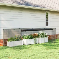Outsunny Galvanized Steel Crop Cage, Plant Protection Tent with Zippered Door, 12' x 4', Black(m-1)